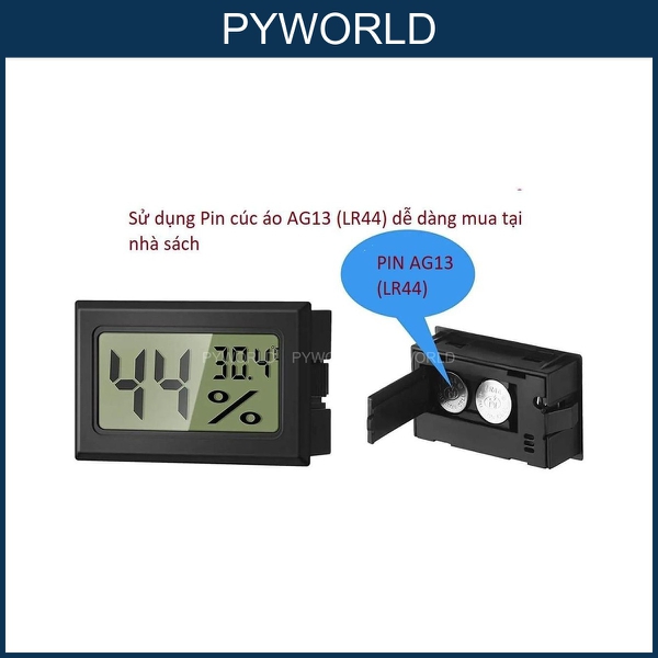 Đồng Hồ Đo Nhiệt Độ - Độ Ẩm Điện Tử Mini Có Sẵn Pin + Tặng 2 Pin Dự Phòng – Chính Xác, Tiện Lợi, Dễ Dàng Sử Dụng
