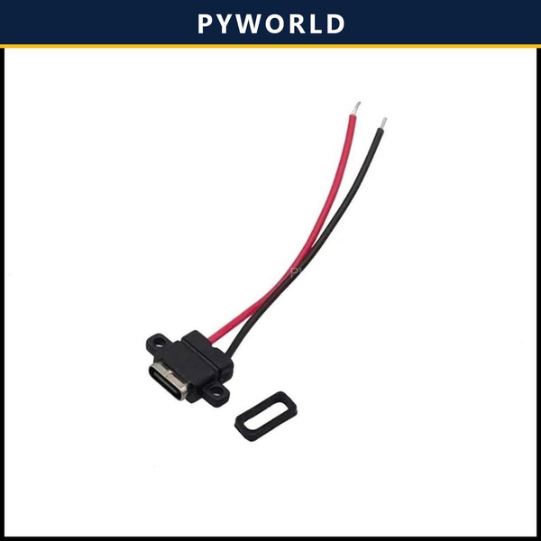 Jack type C dẹt 4 Pin, có tai bắt vít, hàn sẵn dây