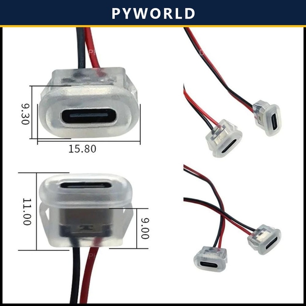 Jack nguồn type C, 6 Pin, màu trắng, dạng OVAL, không dây