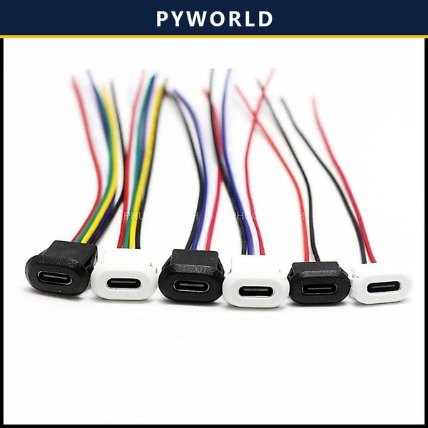 Jack nguồn type C, 6 Pin, màu trắng, dạng OVAL, không dây