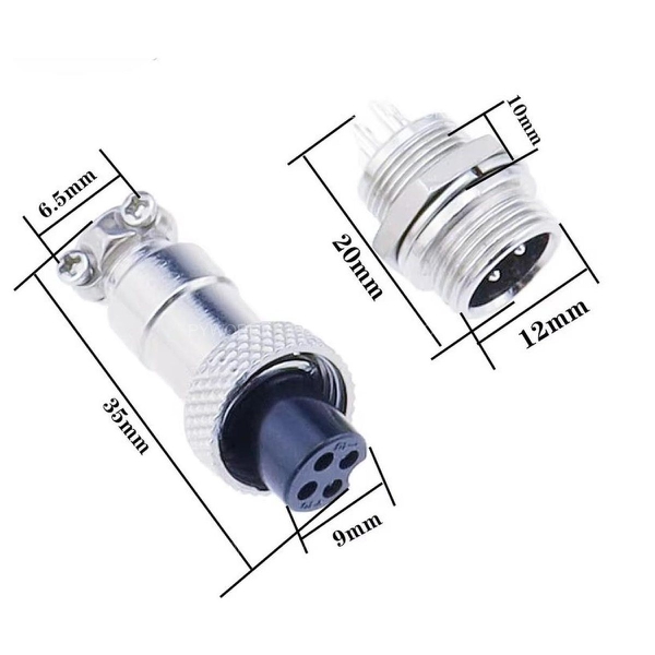 GX12-2P-D Đầu Nối Tròn Đực 2 Chân - JACK nối GX12