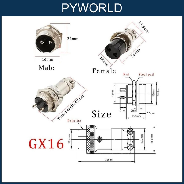 COMBO Đầu nối tròn GX16 - 2P-3P-4P-5P-6P-7P-8P-9P-10P