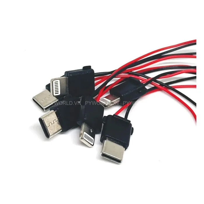 Jack nguồn type C đực, 2 Pin, hàn sẵn dây