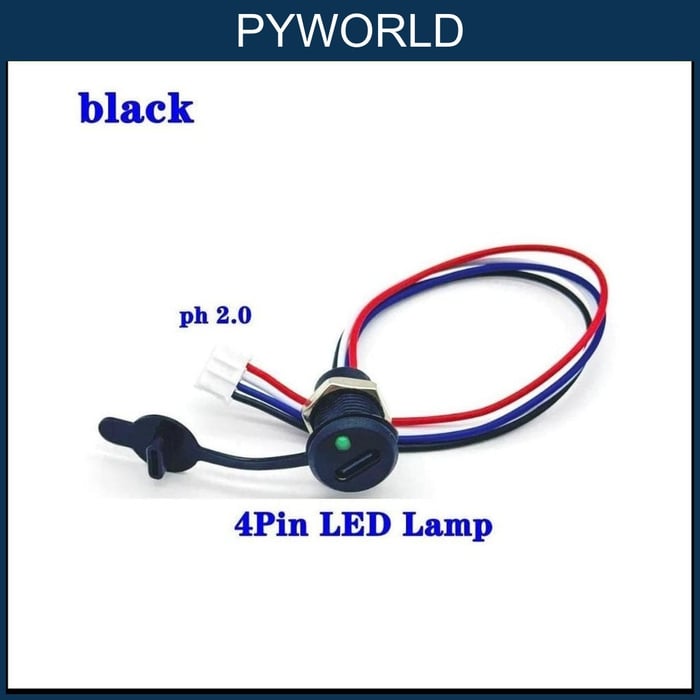 Jack type C tròn 4 Pin, màu đen, có nắp, jack PH2.0, có LED báo