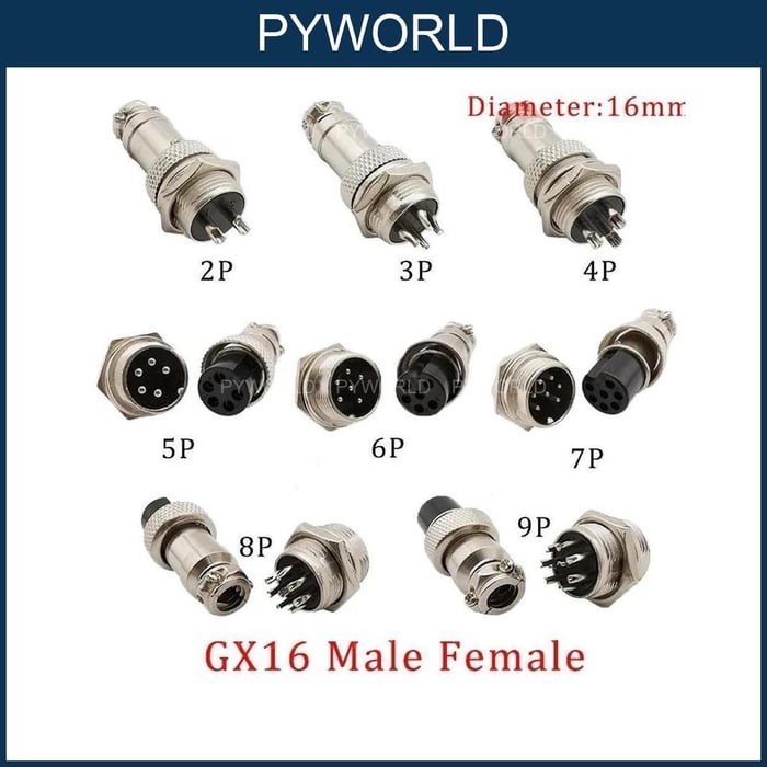 COMBO Đầu nối tròn GX16 - 2P-3P-4P-5P-6P-7P-8P-9P-10P
