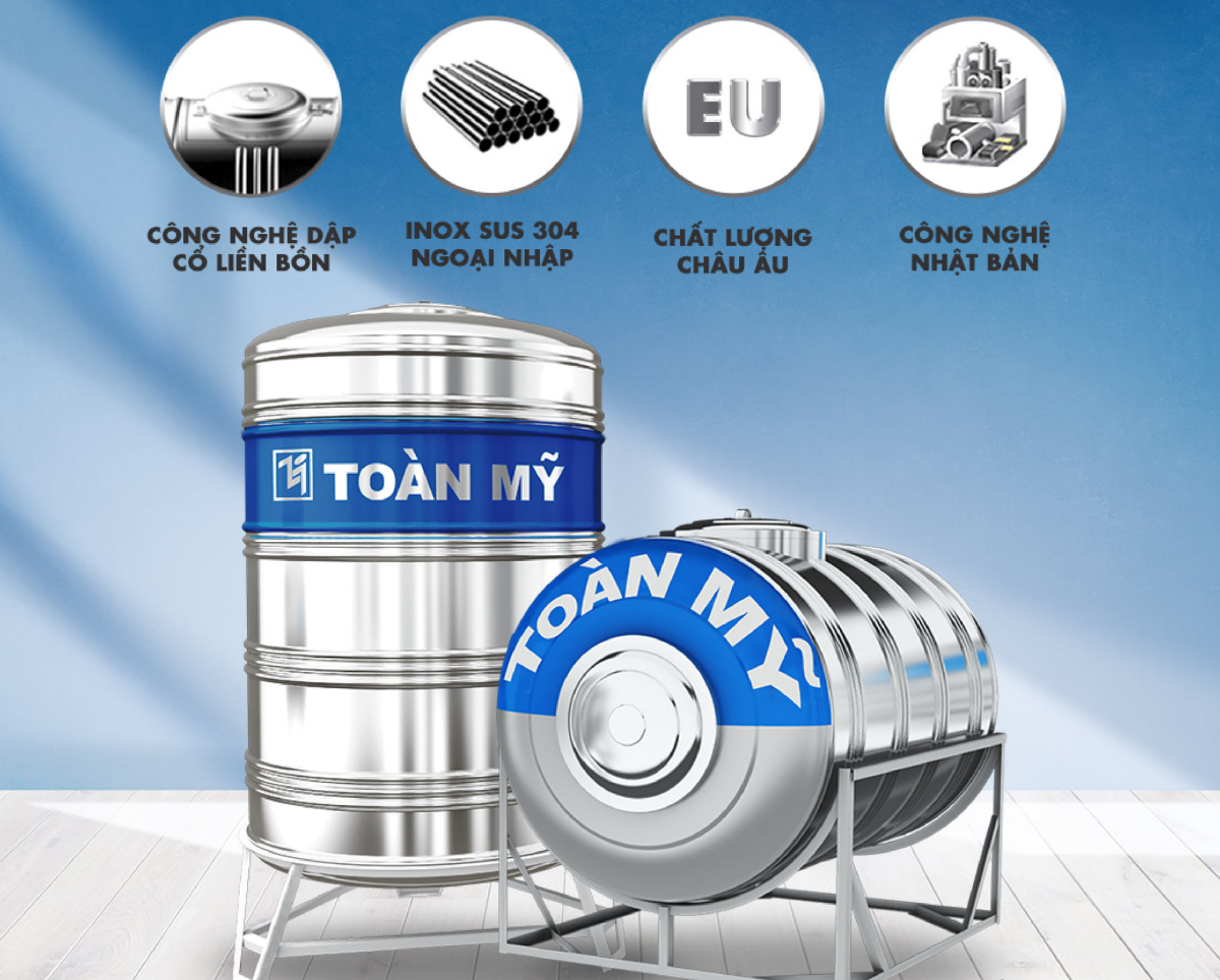 Bồn nước inox 1000 lít Toàn Mỹ Bồn nước inox 1000 lít Toàn Mỹ