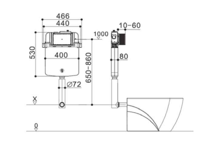 Bồn cầu treo tường Hwata HT-3008 Bồn cầu treo tường Hwata HT-3008
