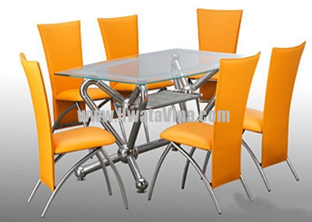 Bàn inox cố định mặt kính BK11