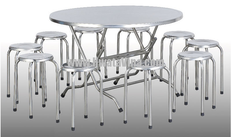 Bàn xếp inox mặt tròn inox BT10