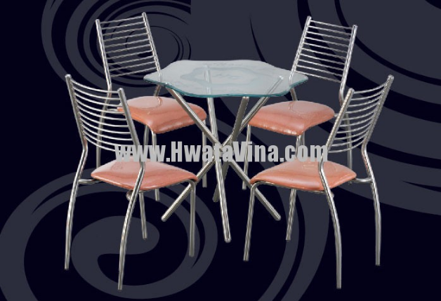 Bàn inox xếp mặt kính BX80