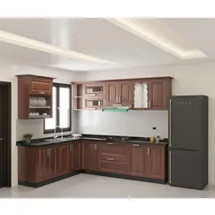 Tủ bếp inox 304 Hwata, cửa gỗ xoan đào HWXD 02