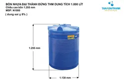 Khám phá kích thước tiêu chuẩn của bồn nhựa đứng 1000l Đại Thành