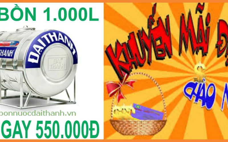 Mua bồn ngang inox 1000 lit Đại Thành giảm ngay 550.000đ