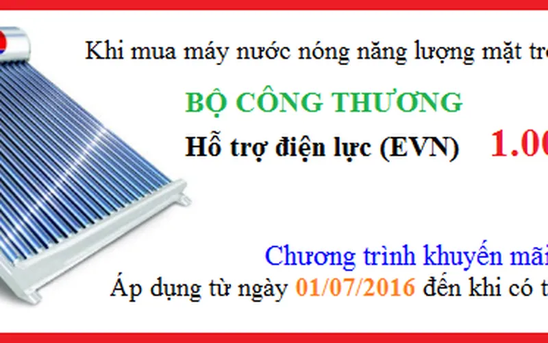 Thông tin khuyến mãi máy nước nóng năng lượng mặt trời Đại Thành 215L