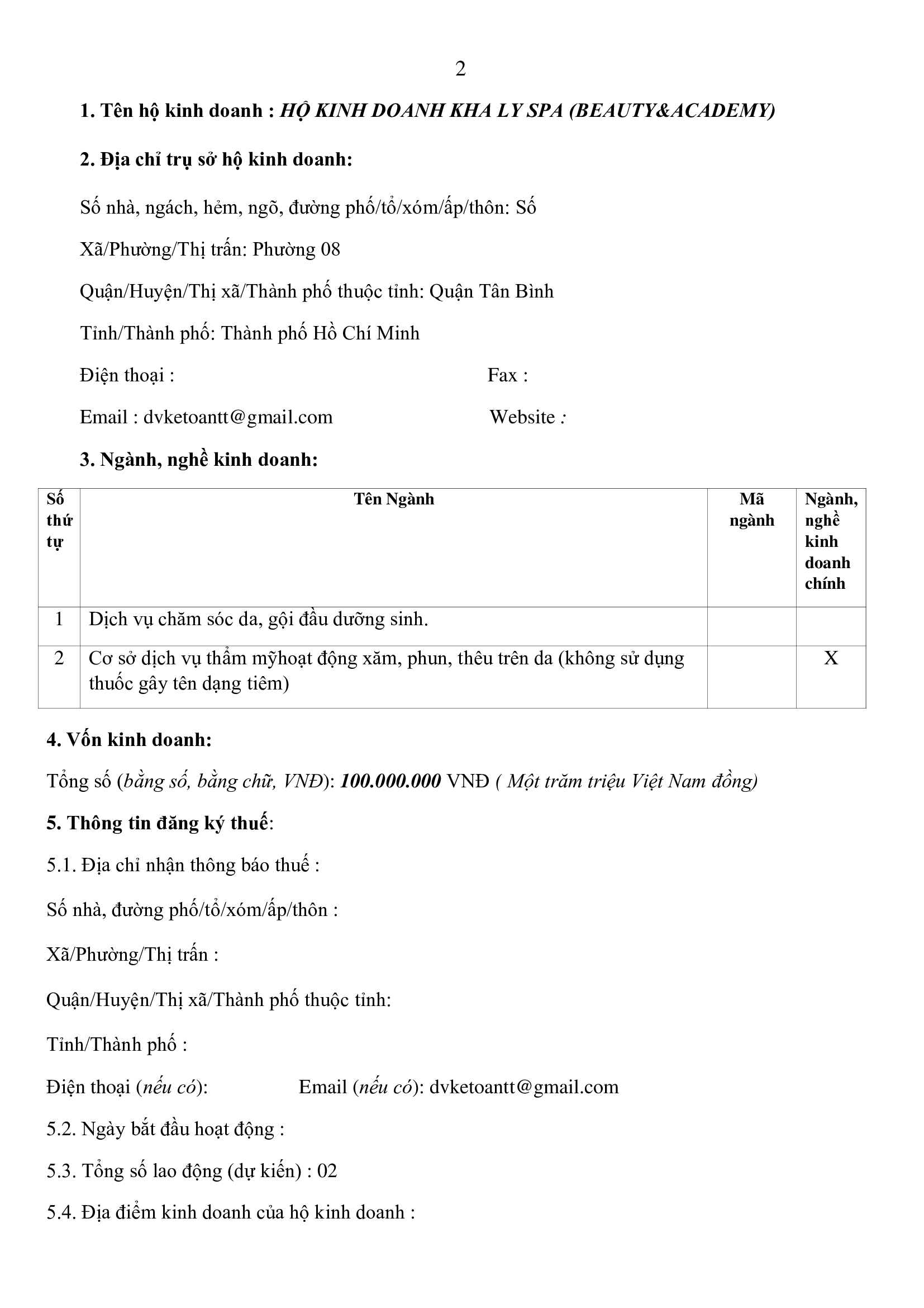 Giấy đề nghị đăng ký hộ kinh doanh cá thể Thanh Trí Giấy đề nghị đăng ký hộ kinh doanh cá thể Thanh Trí