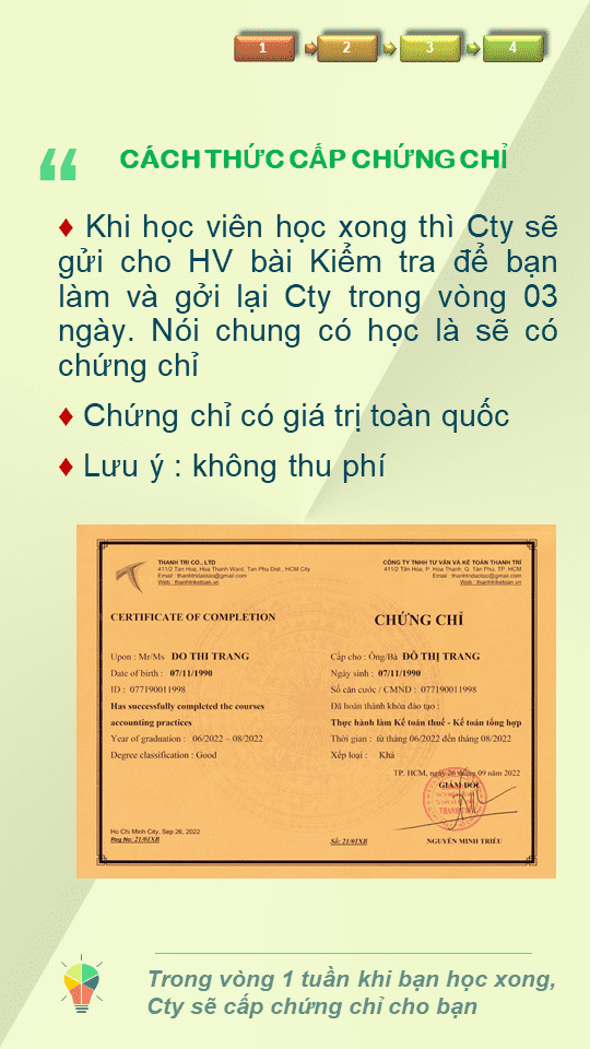 Chứng chỉ cho khóa học kế toán thực hành tại Thanh Trí Chứng chỉ cho khóa học kế toán thực hành tại Thanh Trí