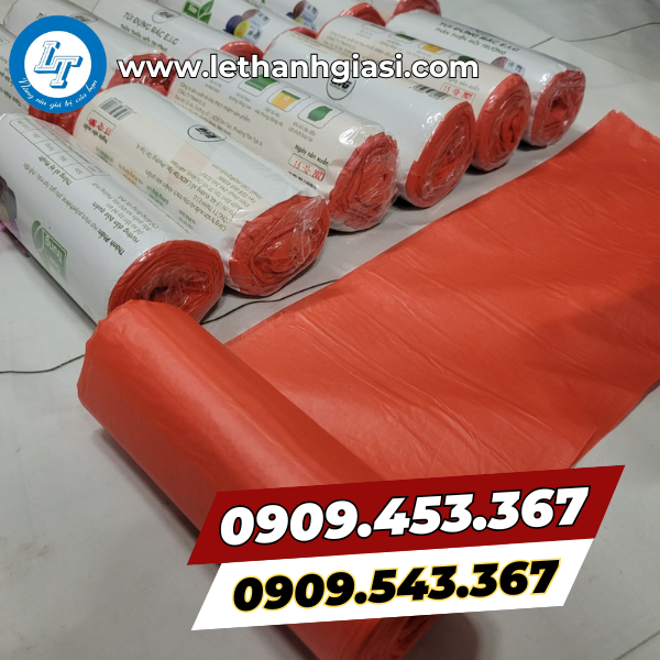 Túi rác cuộn màu đỏ Túi rác cuộn màu đỏ
