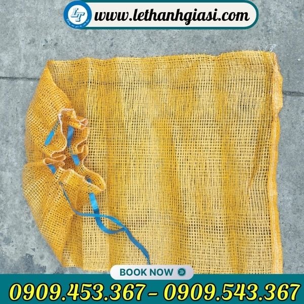 Bao tải lưới màu vàng cam giá sỉ Bao tải lưới màu vàng cam giá sỉ