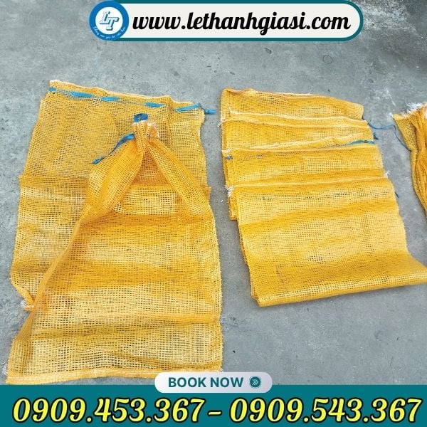Bao tải lưới đựng màu vàng cam Bao tải lưới đựng hành tỏi