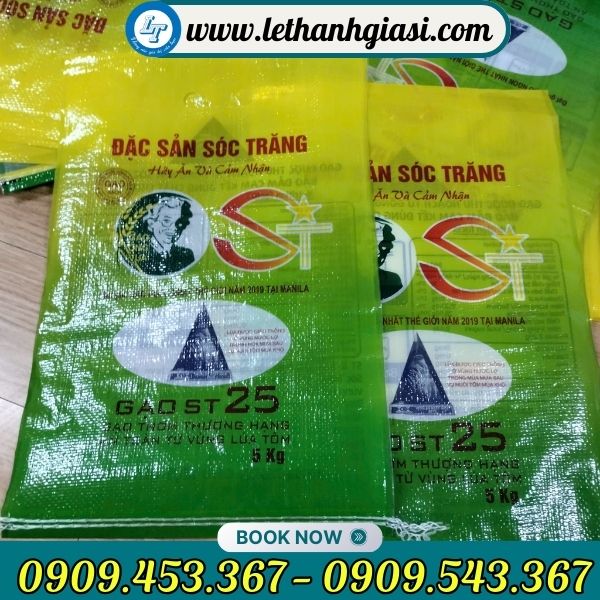 Bao tải đựng gạo in thương hiệu ST25 Bao tải đựng gạo in thương hiệu