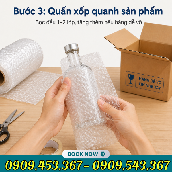Các bước bọc hàng với xốp hơi Các bước bọc hàng với xốp hơi