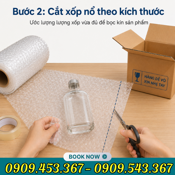 Các bước bọc hàng với xốp hơi Các bước bọc hàng với xốp hơi