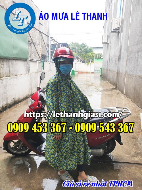 Áo mưa trùm toàn thân không xẻ tà kiểu dáng phù hợp cả nam và nữ Áo mưa trùm toàn thân