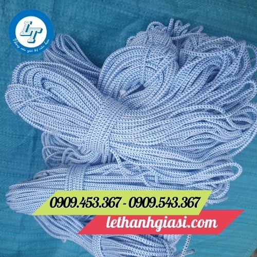 Dây dù trắng sọc xanh bó 1kg Dây dù trắng sọc xanh bó 1kg