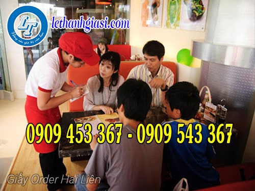 Giấy order 2 liên sử dụng tại nhà hàng ghi thực đơn cho khách Giấy order 2 liên