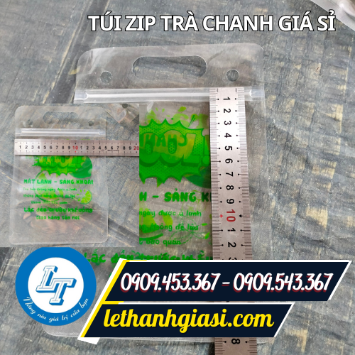 Kích thước túi zip đựng trà chanh Túi zip đựng trà chanh