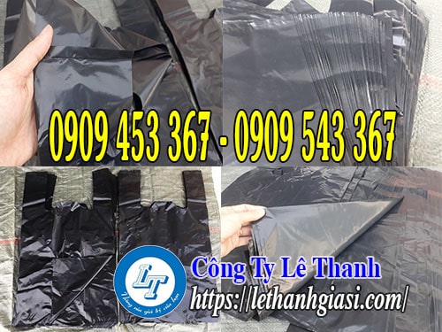 Túi xốp hai quai đen bóng chất lượng Túi xốp hai quai đen bóng