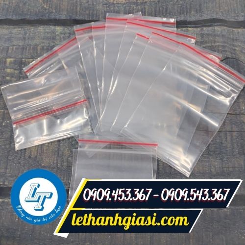 Túi zip chỉ đỏ 12x17cm Túi zip chỉ đỏ
