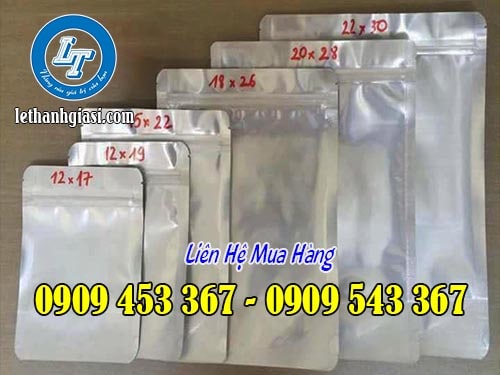 Túi zip một mặt bạc nhiều kích cỡ Túi zip một mặt bạc