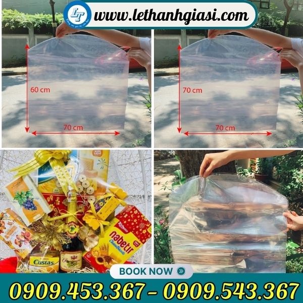 Màng co gói giỏ quà tết nhiều kích cỡ Màng co gói giỏ quà tết
