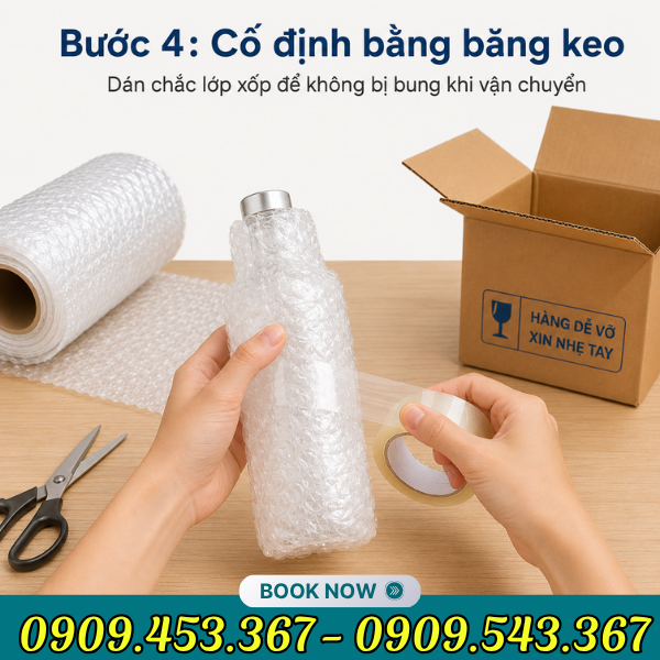 Các bước bọc hàng với xốp hơi