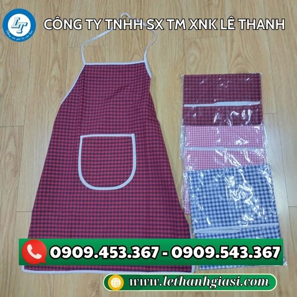 Tạp dề kaki sọc caro đẹp, giá tốt Tạp dề kaki 2 lớp bền đẹp, chống thấm tốt