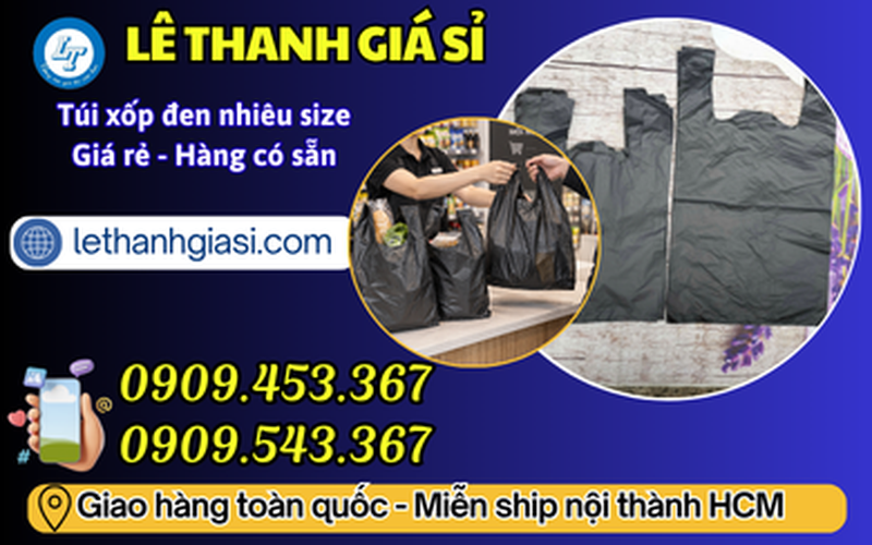Điểm nhập sỉ túi xốp 2 quai đen đủ size bao 25kg