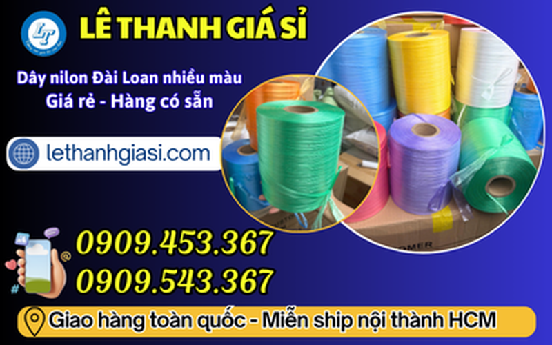 Dây nilon Đài Loan nhiều màu lựa chọn - giá sỉ thùng 24kg