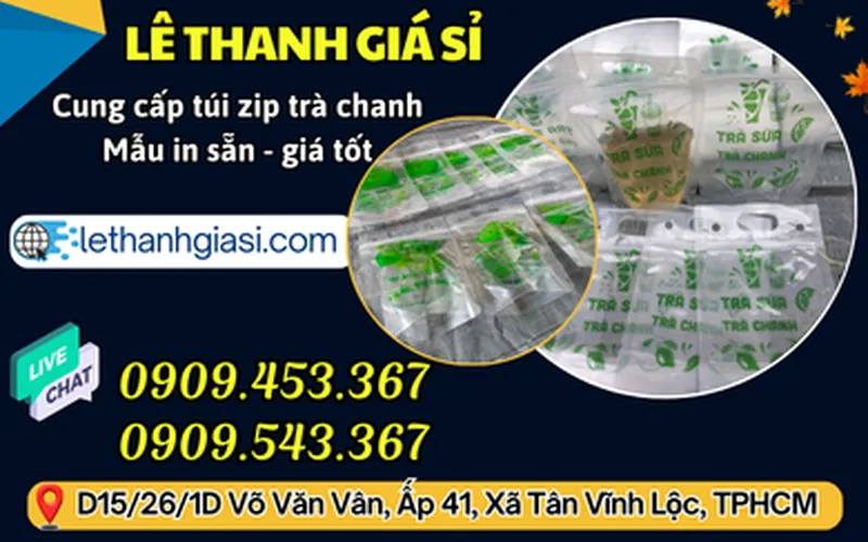 Sỉ túi zip đựng trà chanh in sẵn giá rẻ