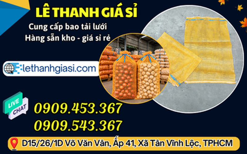 Bao lưới nhựa vàng cam 60x90cm đựng nông sản giá sỉ