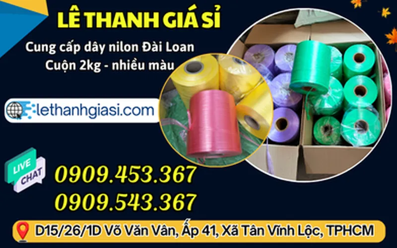 Dây nilon Đài Loan 2kg giá sỉ rẻ nhiều màu đẹp