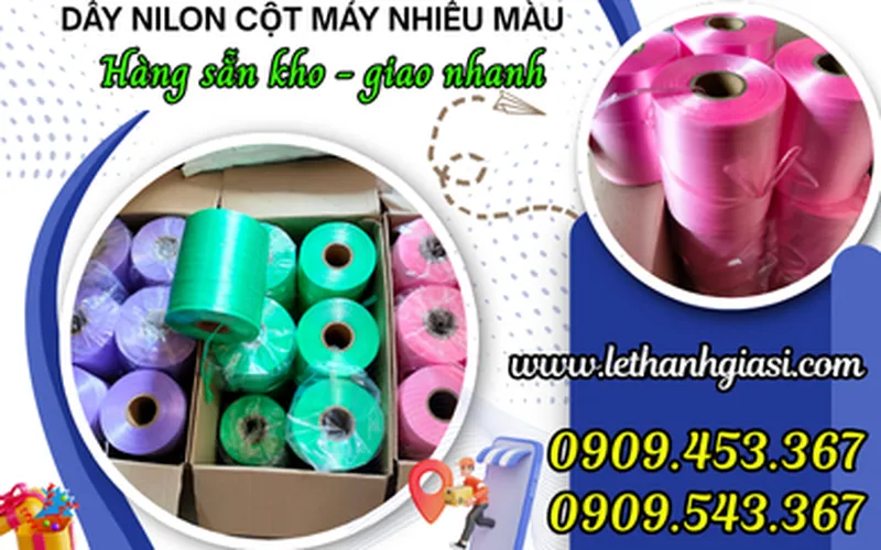 GIÁ SỈ THÙNG 12 CUỘN DÂY NILON CỘT MÁY NHIỀU MÀU