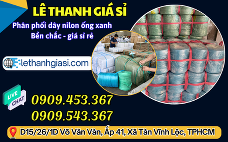Dây Nilon Ống Màu Xanh 700g, 1kg Giá Sỉ, Dễ Sử Dụng