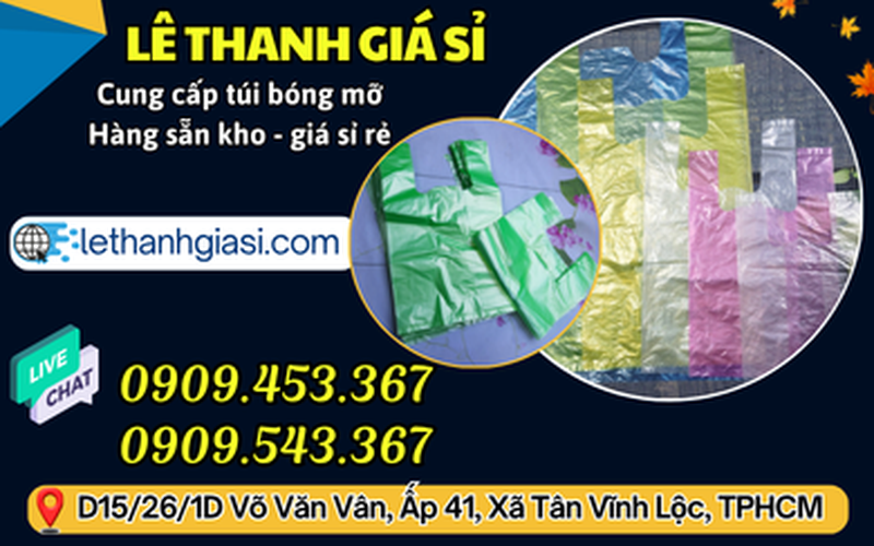 Địa chỉ bán sỉ túi bóng mỡ màu nhiều kích cỡ