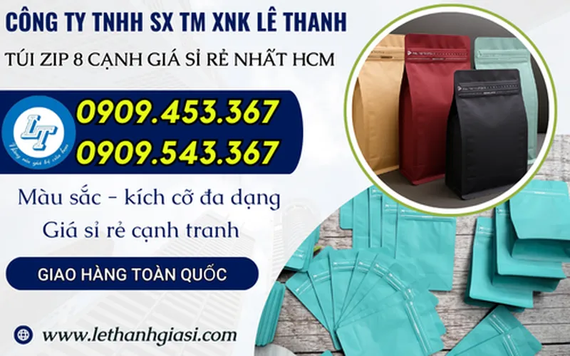 MUA SỈ TÚI ZIP 8 CẠNH ĐÁY ĐỨNG GIÁ RẺ TẠI TPHCM