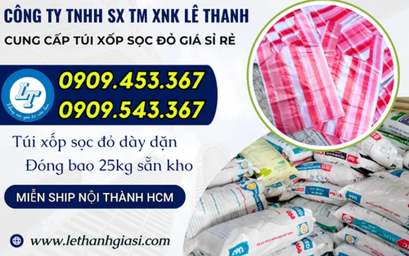 SỈ TÚI XỐP 2 QUAI SỌC ĐỎ ĐỰNG HÀNG BỀN CHẮC