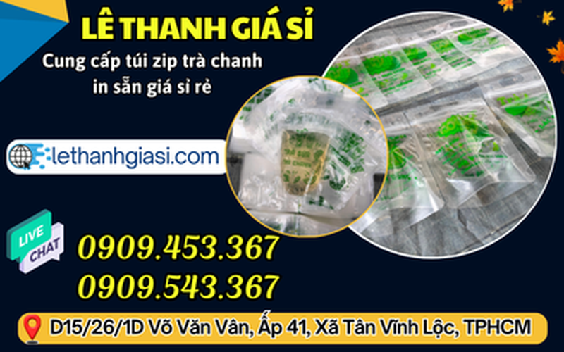 Túi zip trà chanh in sẵn giá sỉ tại kho