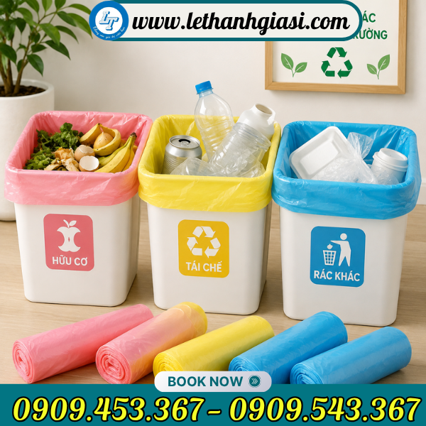 Túi rác cuộn nhiều màu dễ phân loại rác Túi rác cuộn nhiều màu dễ phân loại rác