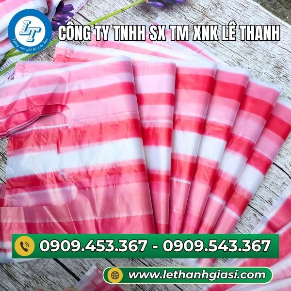 Túi xốp sọc đỏ dày dặn hàng loại 1 Túi xốp sọc đỏ