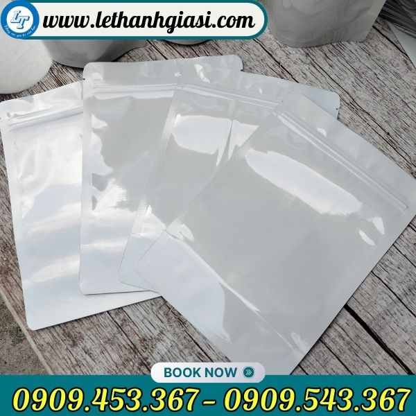 Túi zip trắng sữa đựng hạt siêu bền Túi zip trắng sữa 2 mặt giá tốt